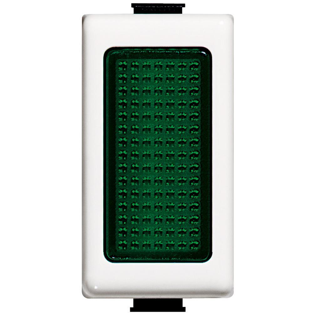 Portalampada colore bianco con diffusore luce verde BTICINO MATIX AM5060V, per lampade 24V 3W.