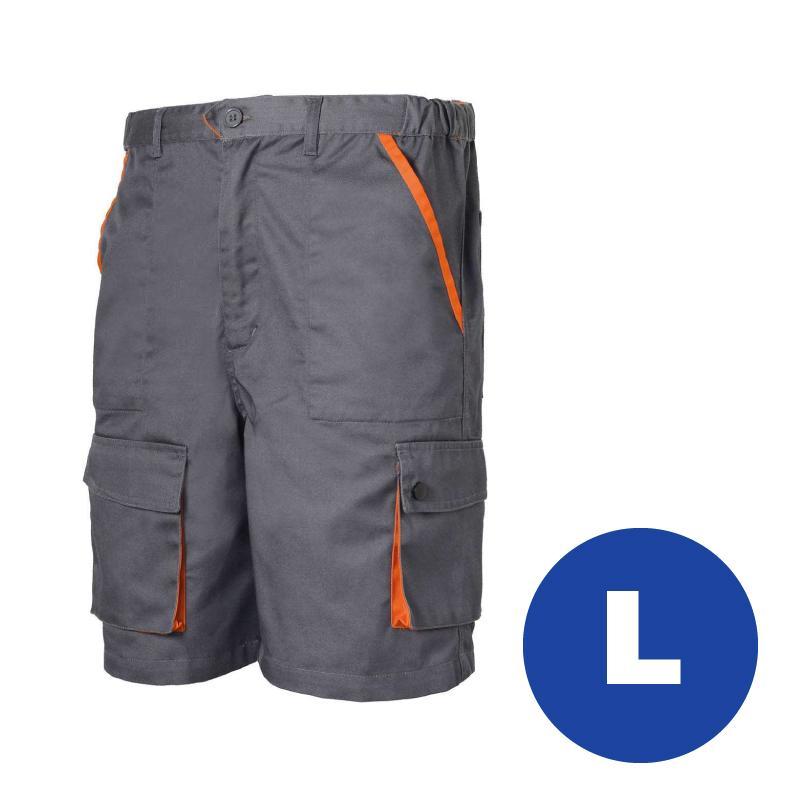 Pantaloncini bermuda da lavoro LOGICA BERMUDA5, poly/cotone, taglia L, colore grigio/arancio