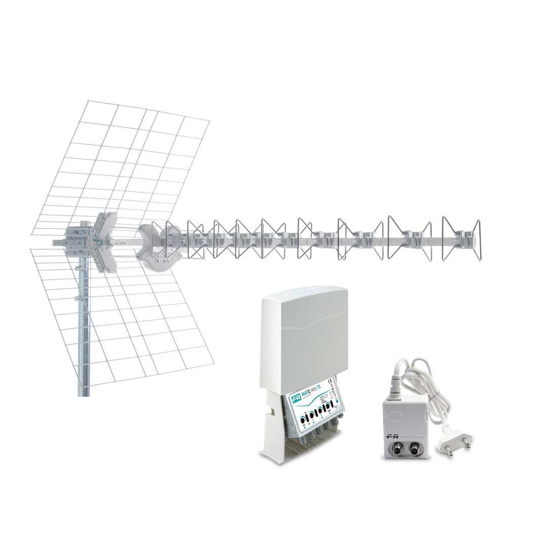 Kit antenna 5G BLU10HD + amplificatore MAP2r345U T2 + alimentatore Mini Power 12P Fracarro 217972