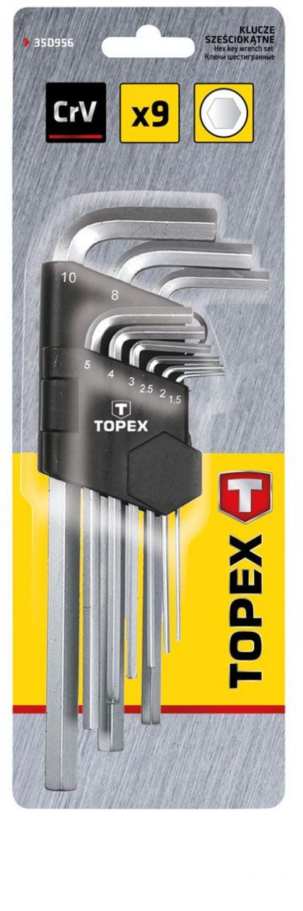 Set di chiavi a brugola esagonali TOPEX, 1,5-10 mm, 9 pezzi