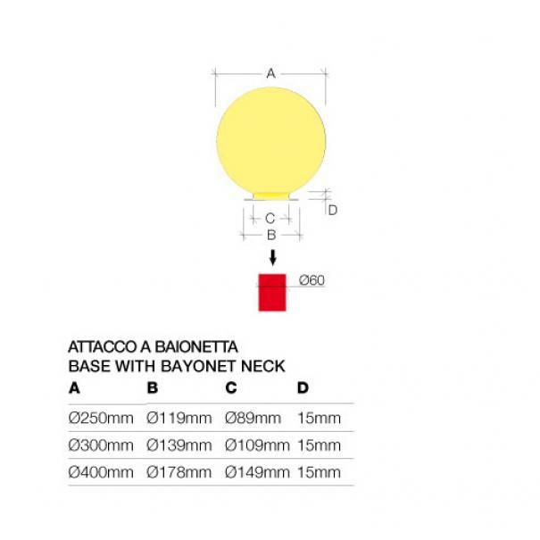 Diffusore a sfera per lampione lampioncino giardino MARECO SFERA ACRILICO REFLEX, diametro 300 mm, semiverniciata.