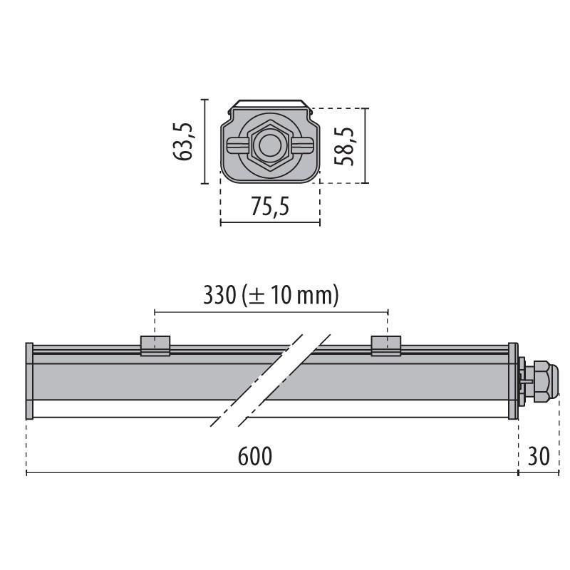Plafoniera LED da interno o esterno SBP NORMA+60 18 S/EW 840 GR-RAL7035