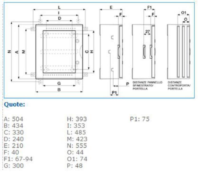 Quadro con oblu00f2 in vetroresina IP66 54 moduli GRIGIO 500X430X210mm VTR 03 OBLO Bocchiotti B04623 