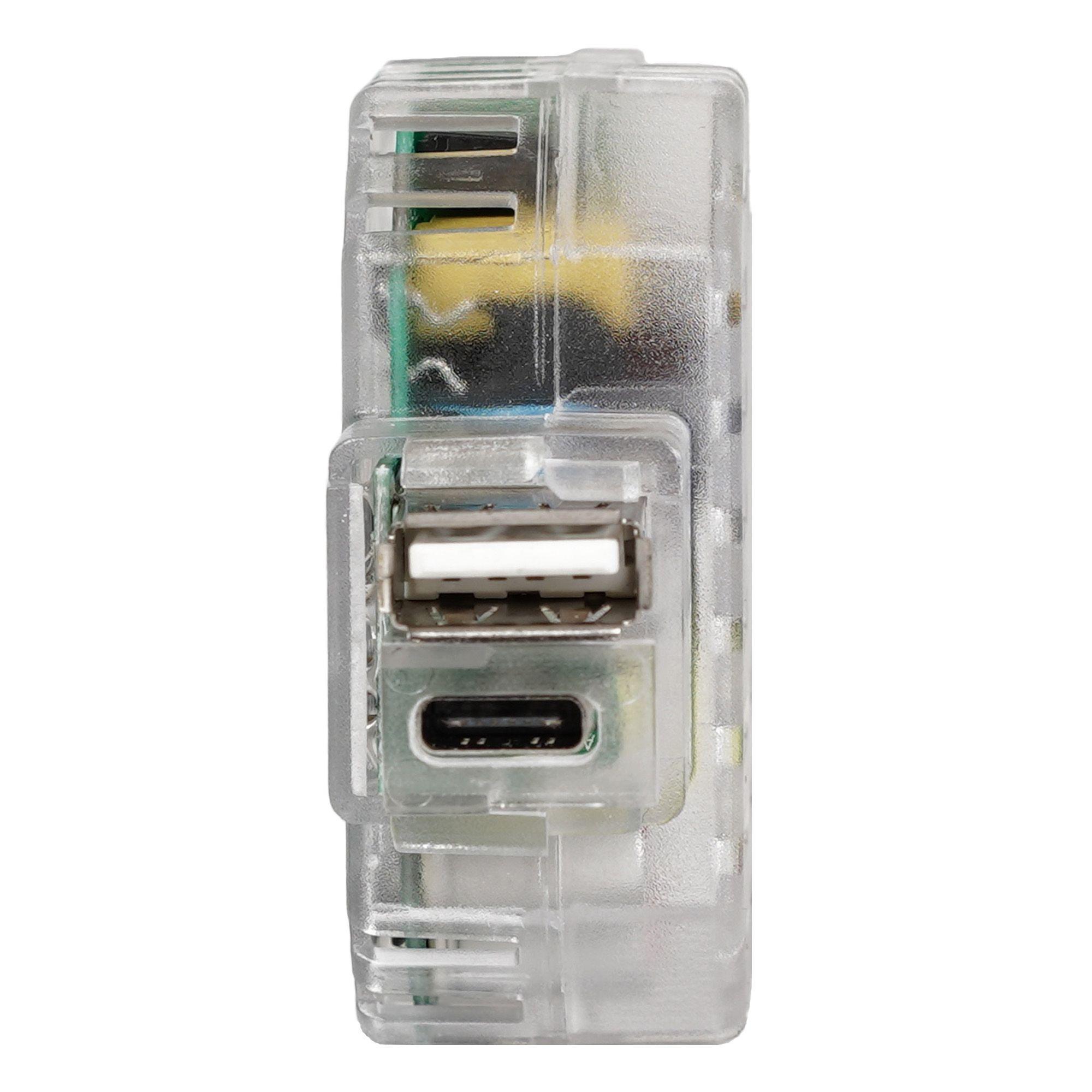 Alimentatore da incasso KEYSTONE IT, 2 prese USB-A+C 2,4A, trasparente Fanton 82893