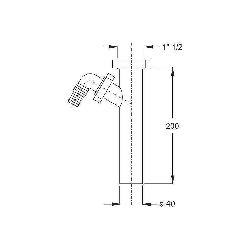Attacco lavatrice su tubo flangiato con deflettore, IDROBRIC, attacco 1 e 1/2 pollici