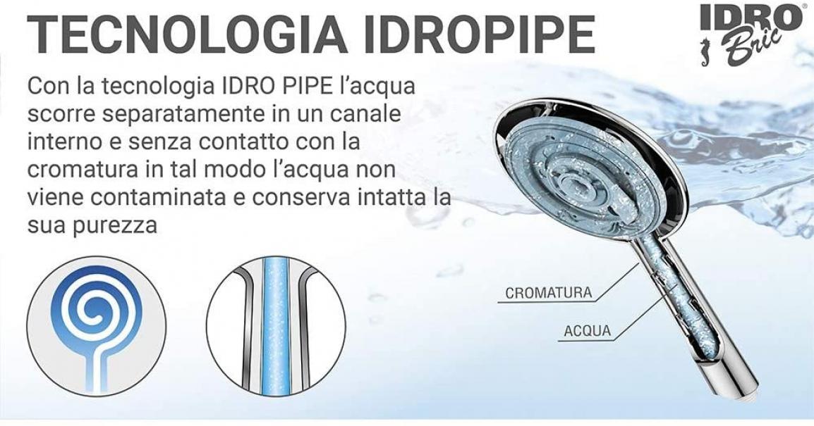 Saliscendi doccia con altezza regolabile IDROBRIC MINU con soffione doccia a 3 getti