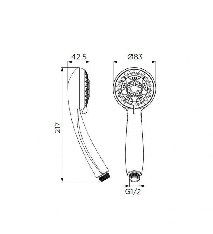 Soffione doccia IDROBRIC TANGO 5 getti, in ABS cromato