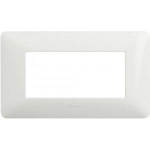 Placca per interruttori, prese, pulsanti serie civili  matix am4804bbn, 4 moduli, colore bianco.