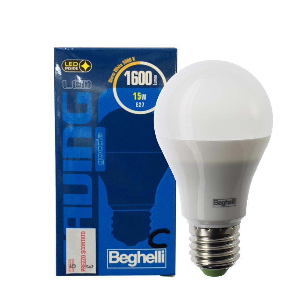 Lampadina LED BEGHELLI GOCCIA, 15W, E27, 1600 lm, luce calda 3000K, bianca