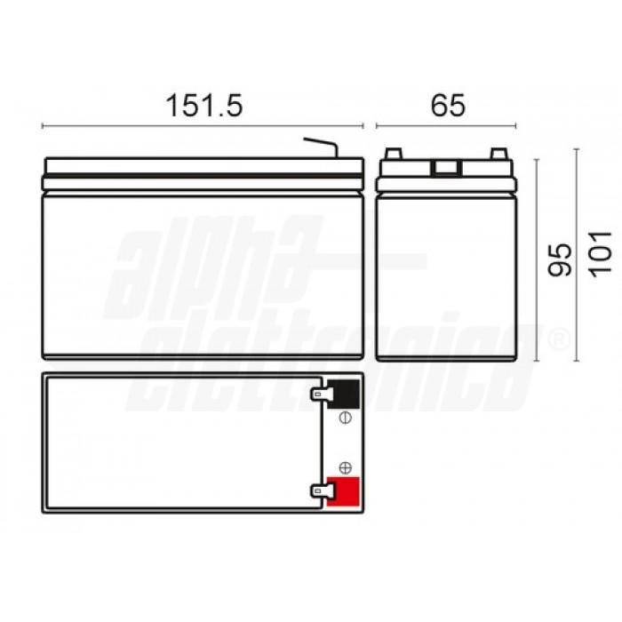 Batteria al piombo AGM ALPHA ELETTRONICA, 12V 7Ah Faston 4.8