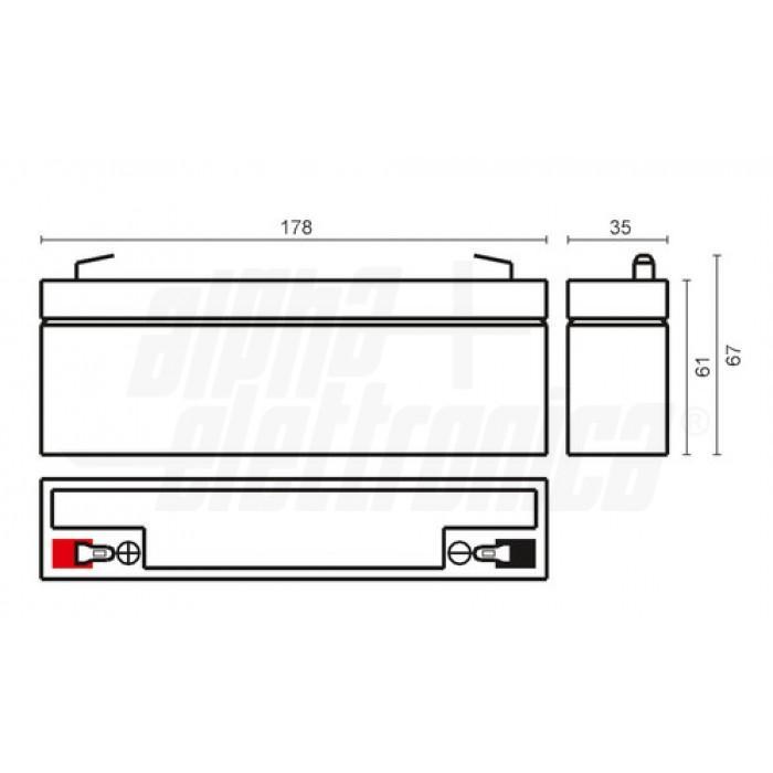 Batteria al piombo AGM ALPHA ELETTRONICA, 12V 2.2Ah Faston 4.8