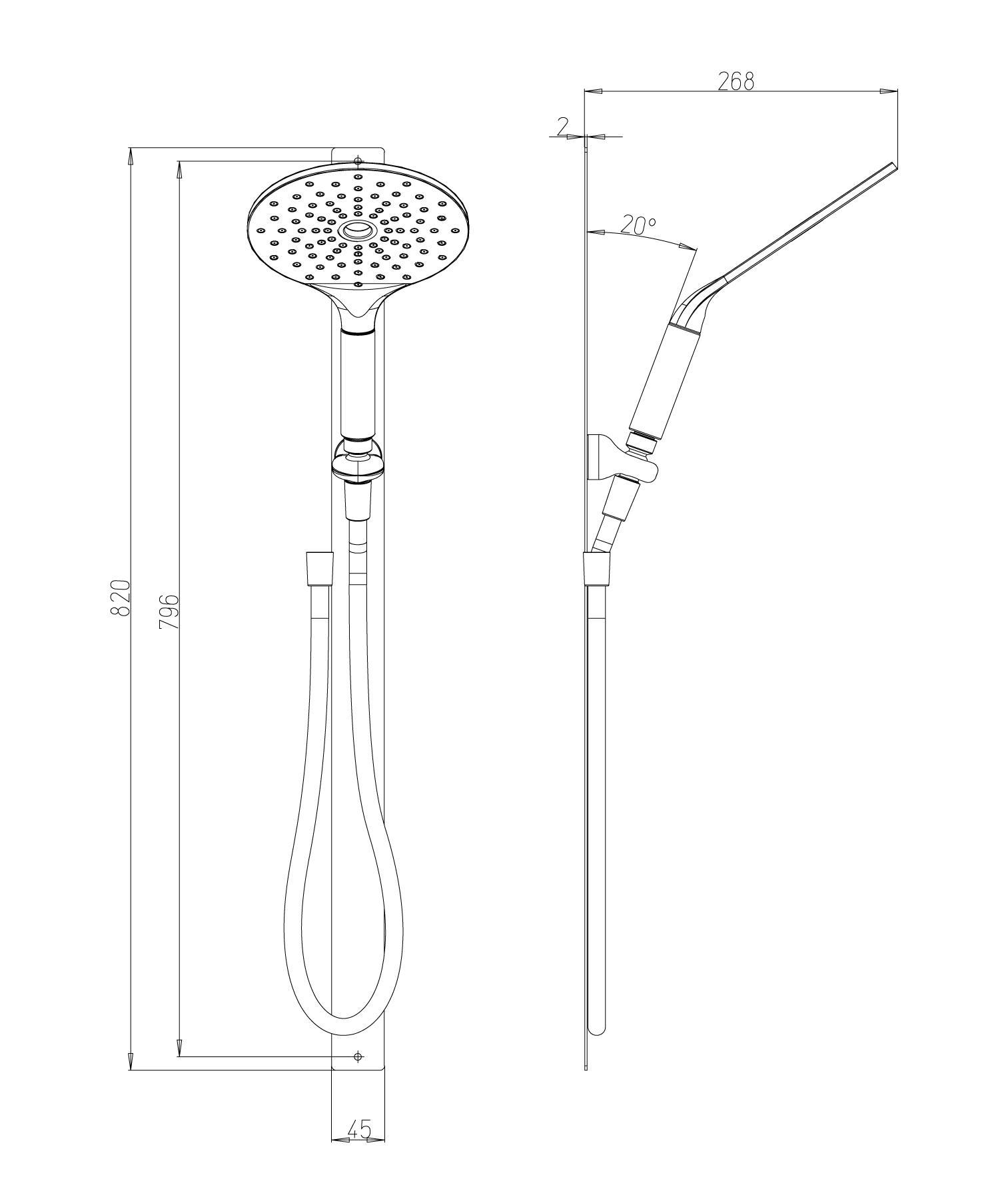 Saliscendi doccia con soffione doccetta, flessibile e supporto reggidoccia magnetico PAINI 50CR129B0MA, acciaio cromato.