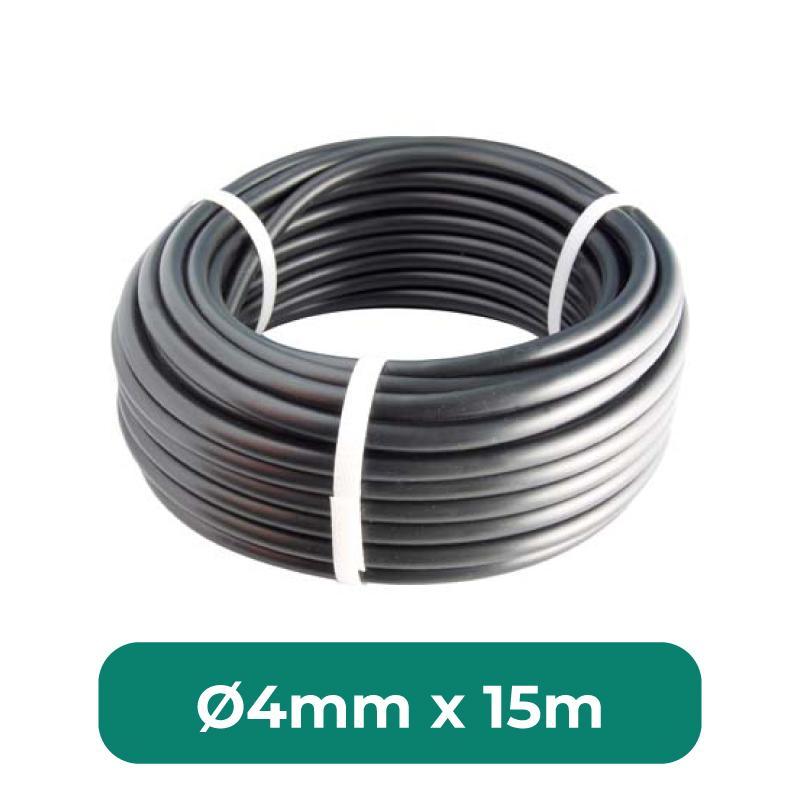 Tubo per irrigazione a goccia RAIN 500.0402100, diametro 4x6mm, lunghezza 15m.