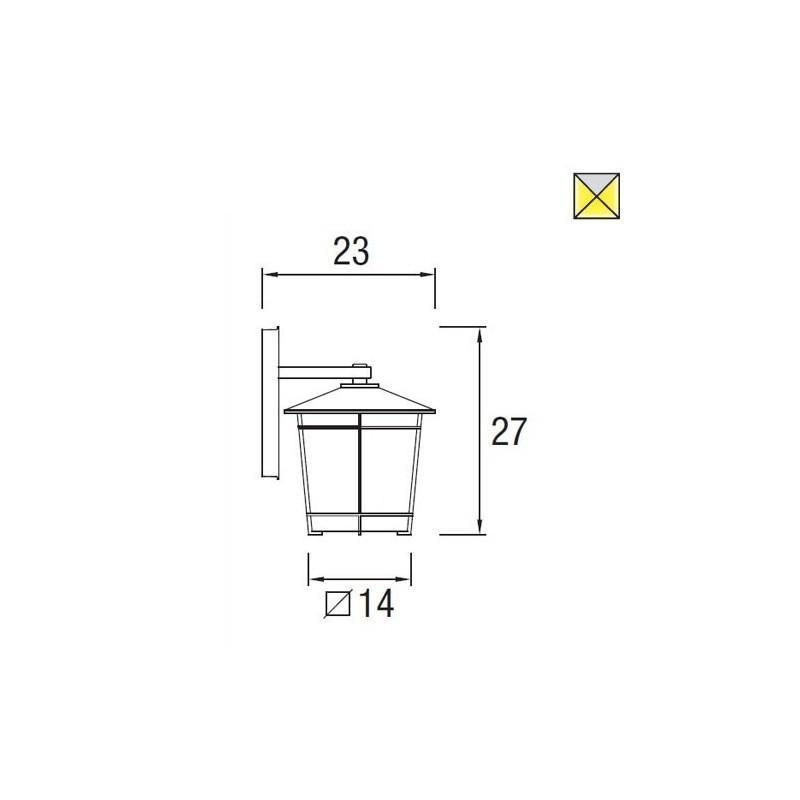 Lampioncino applique a parete  da esterno LEDS C4 JANNA, attacco 1xE27, max 18W, colore marrone ossidato.