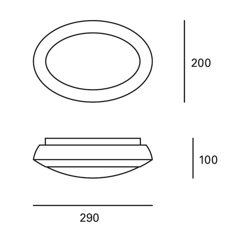 Lampada applique da soffitto o parete LEDS C4 FORD OVAL, lampadina NON inclusa, Attacco E27, colore nero.