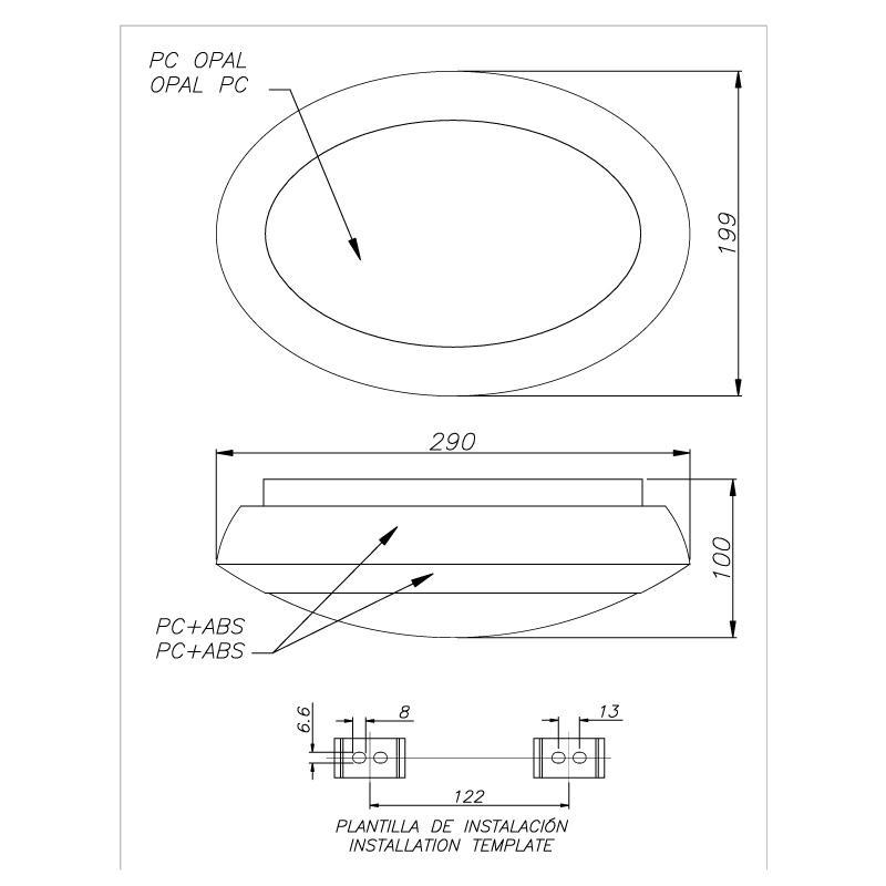 Lampada applique da soffitto o parete LEDS C4 FORD OVAL, lampadina NON inclusa, Attacco E27, colore nero.