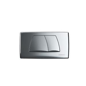 Placca di comando scarico wc  linea twinline, doppio pulsante, grigio cromato, geb 115.888.21.1