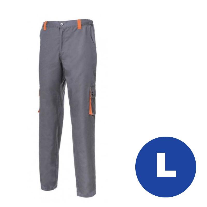 Pantaloni tecnici da lavoro POLY/COTONE, taglia L, grigio/arancio, con tasconi, LOG PAMPAS5-L