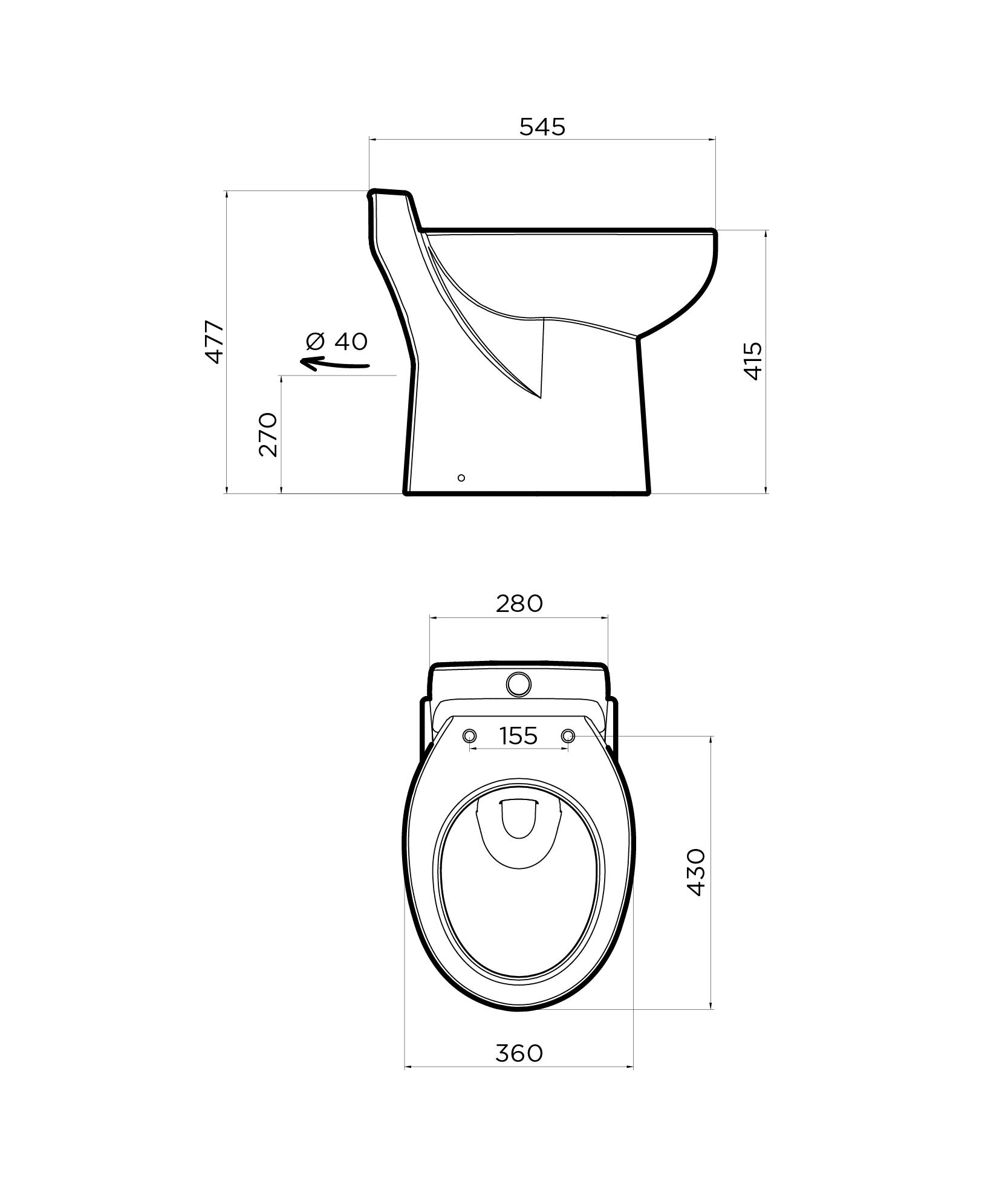 Vaso WC con trituratore per installazioni su piccoli tubi o scarse pendenze Watersan Compact 1 WSC1