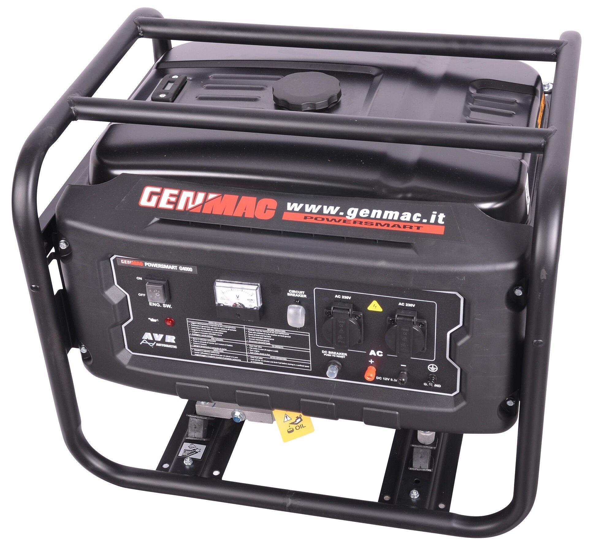 Generatore di corrente gruppo elettrogeno GENMAC G4000, benzina 4 tempi, 4 kW AVR