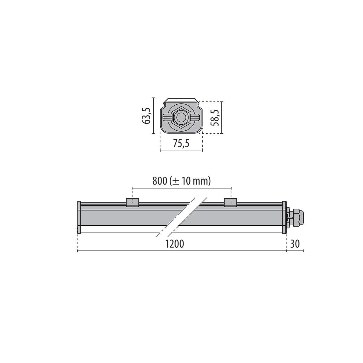 Plafoniera LED da interno o esterno SBP NORMA +120 45W S/EW 840 GR-RAL7035