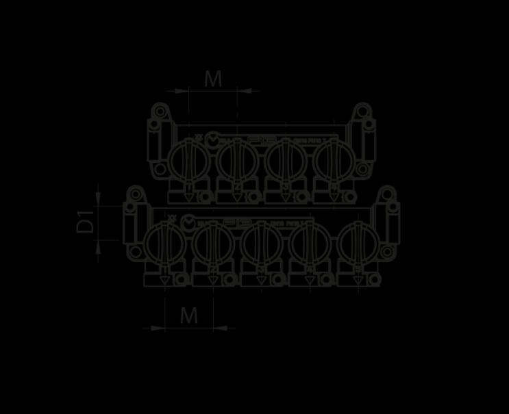 Collettore per impianti sanitari multi intercettazione K4.3 4+5 uscite F13 Teco K403DF10100