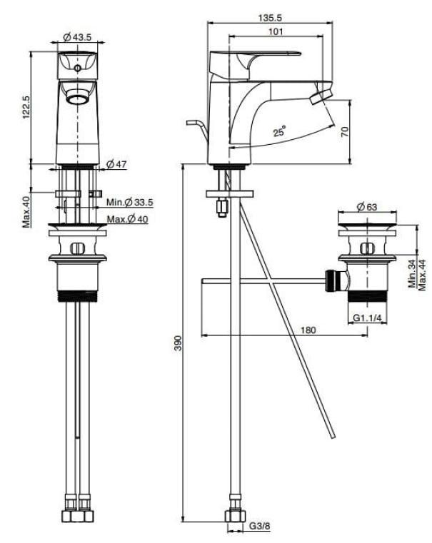 MISCELATORE LAVABO CROMATO FIMA CARLO FRATTINI F3831CR