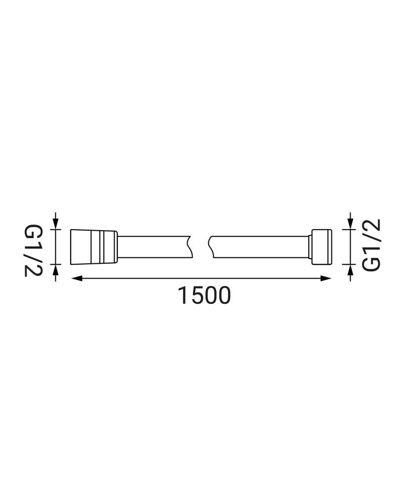 Flessibile doccia conico acciaio TUV 150cm Idrobric H0232 B150