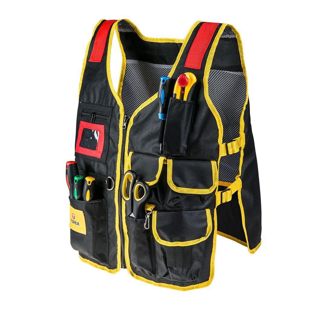 Gilet portautensili con tasche e chiusura a cerniera Topex 79R255