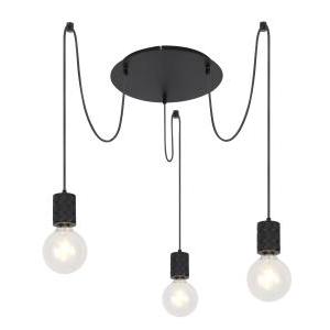 Lampada a sospensione metallo nero hermine 3 x e27  lighting 54030-3h