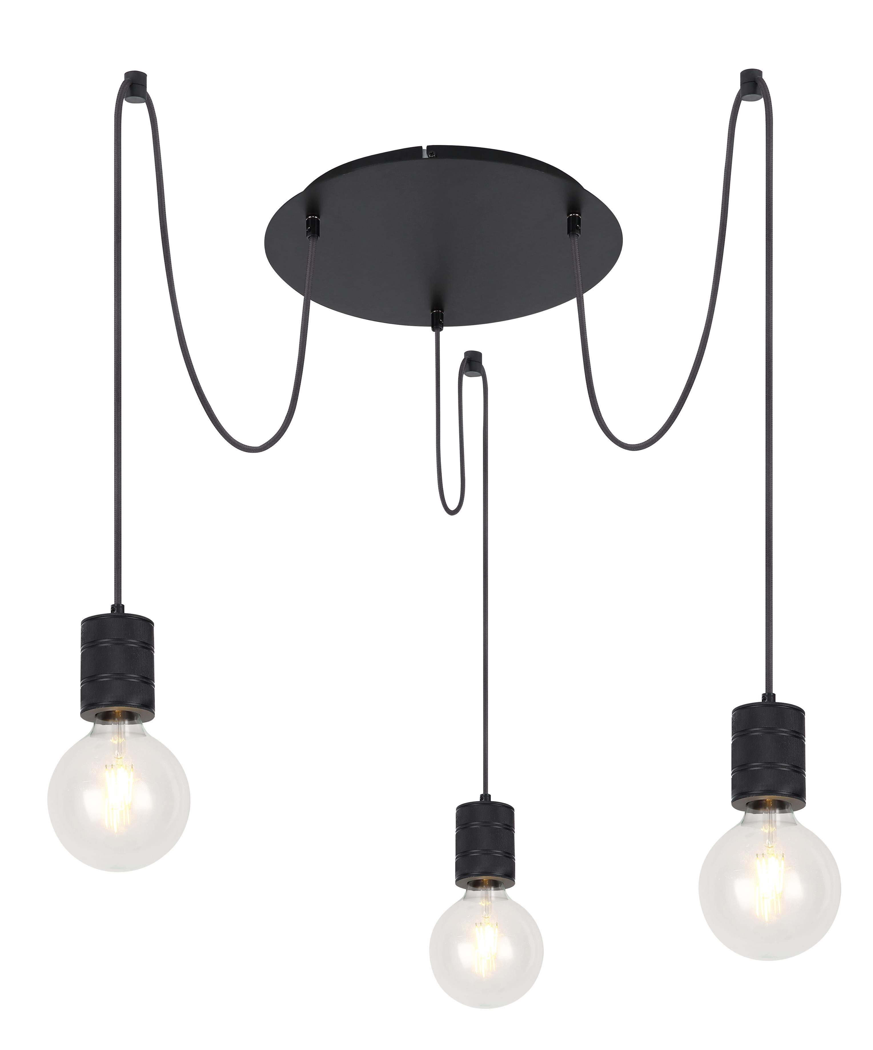 Lampada a Sospensione Metallo Nero Hermine 3 x E27 Globo Lighting 54030-3H