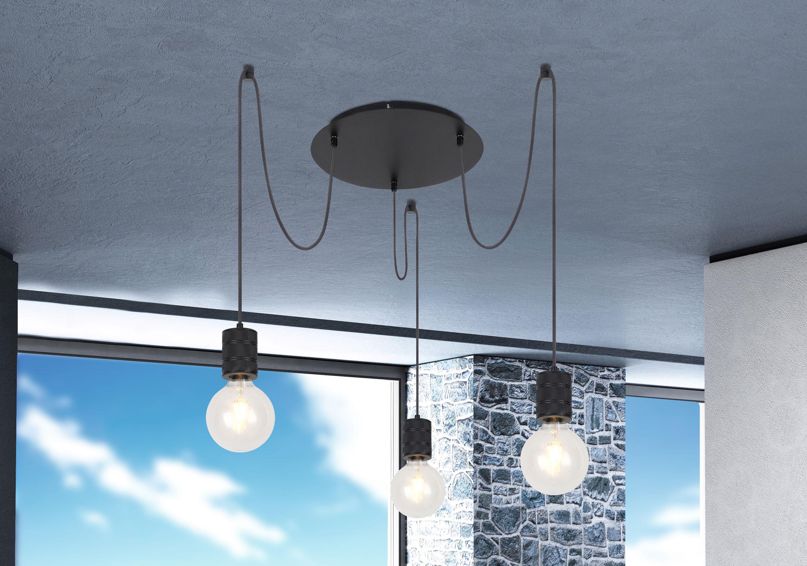 Lampada a Sospensione Metallo Nero Hermine 3 x E27 Globo Lighting 54030-3H