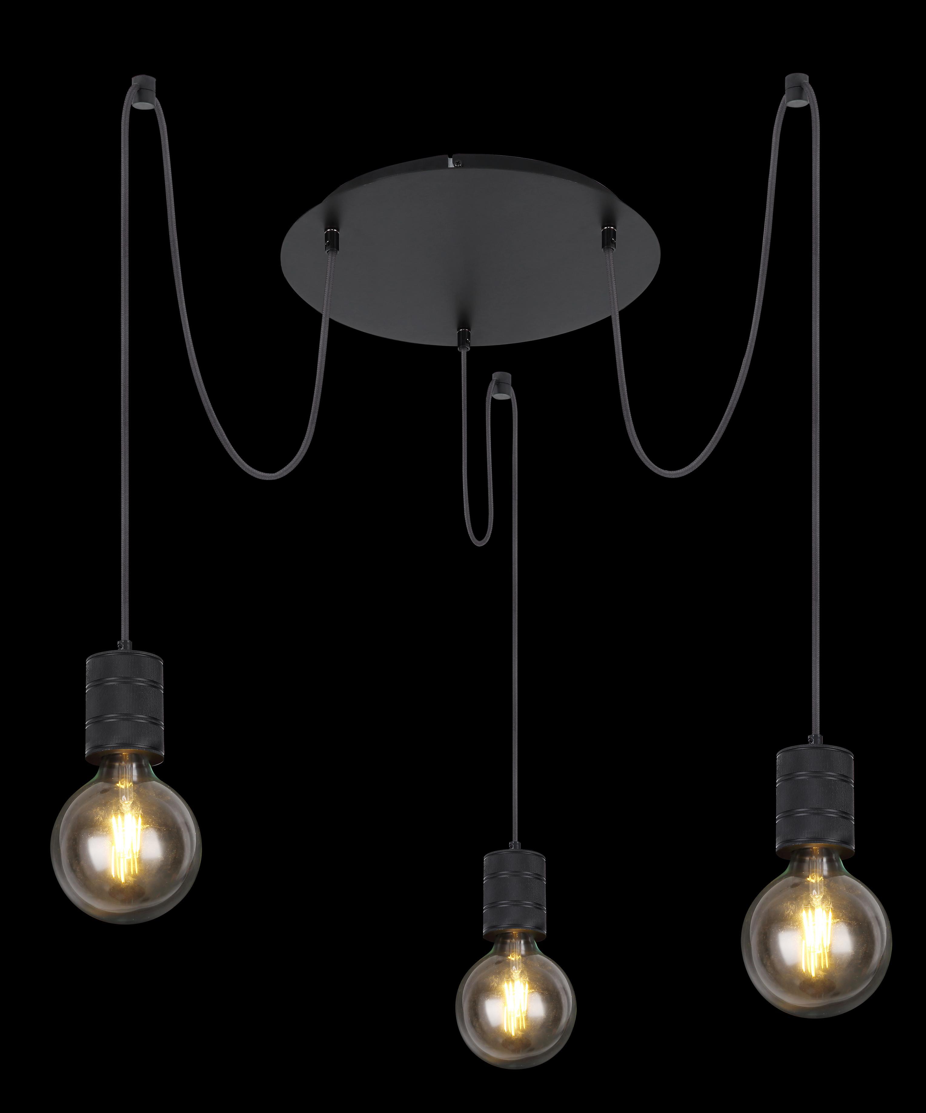 Lampada a Sospensione Metallo Nero Hermine 3 x E27 Globo Lighting 54030-3H