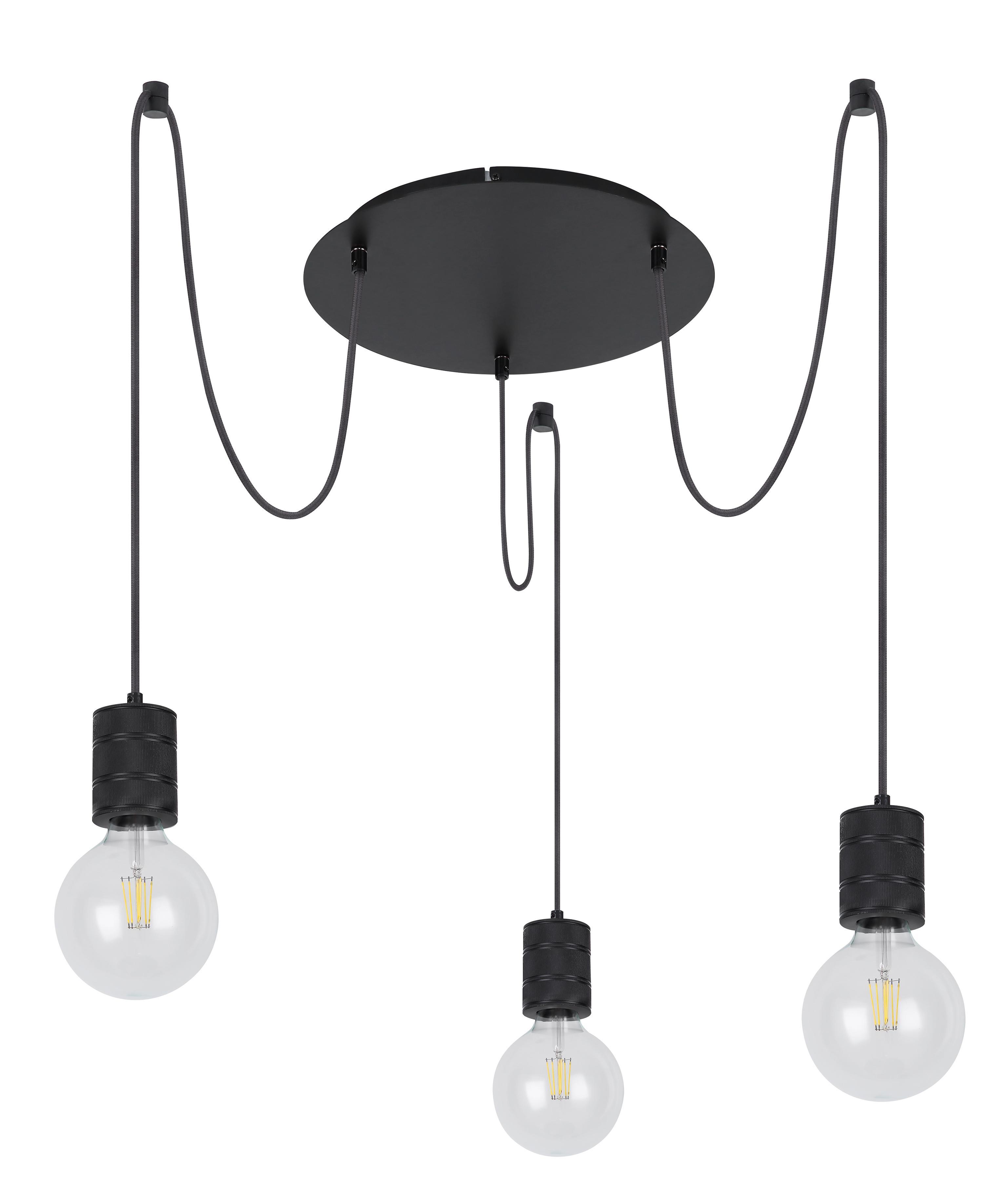 Lampada a Sospensione Metallo Nero Hermine 3 x E27 Globo Lighting 54030-3H