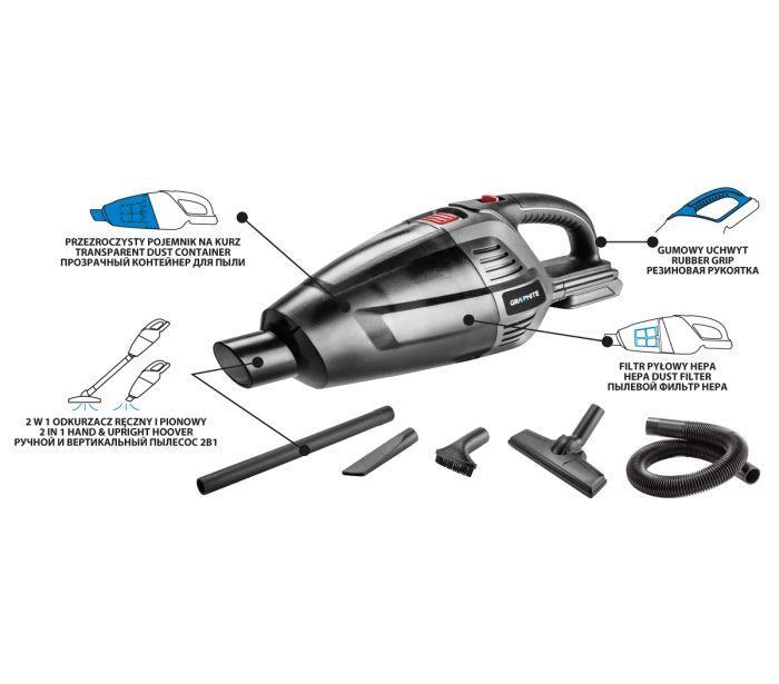 Aspirapolvere a batteria 2in1 Energy+ 18V Li-Ion batteria NON inclusa Graphite 58G097