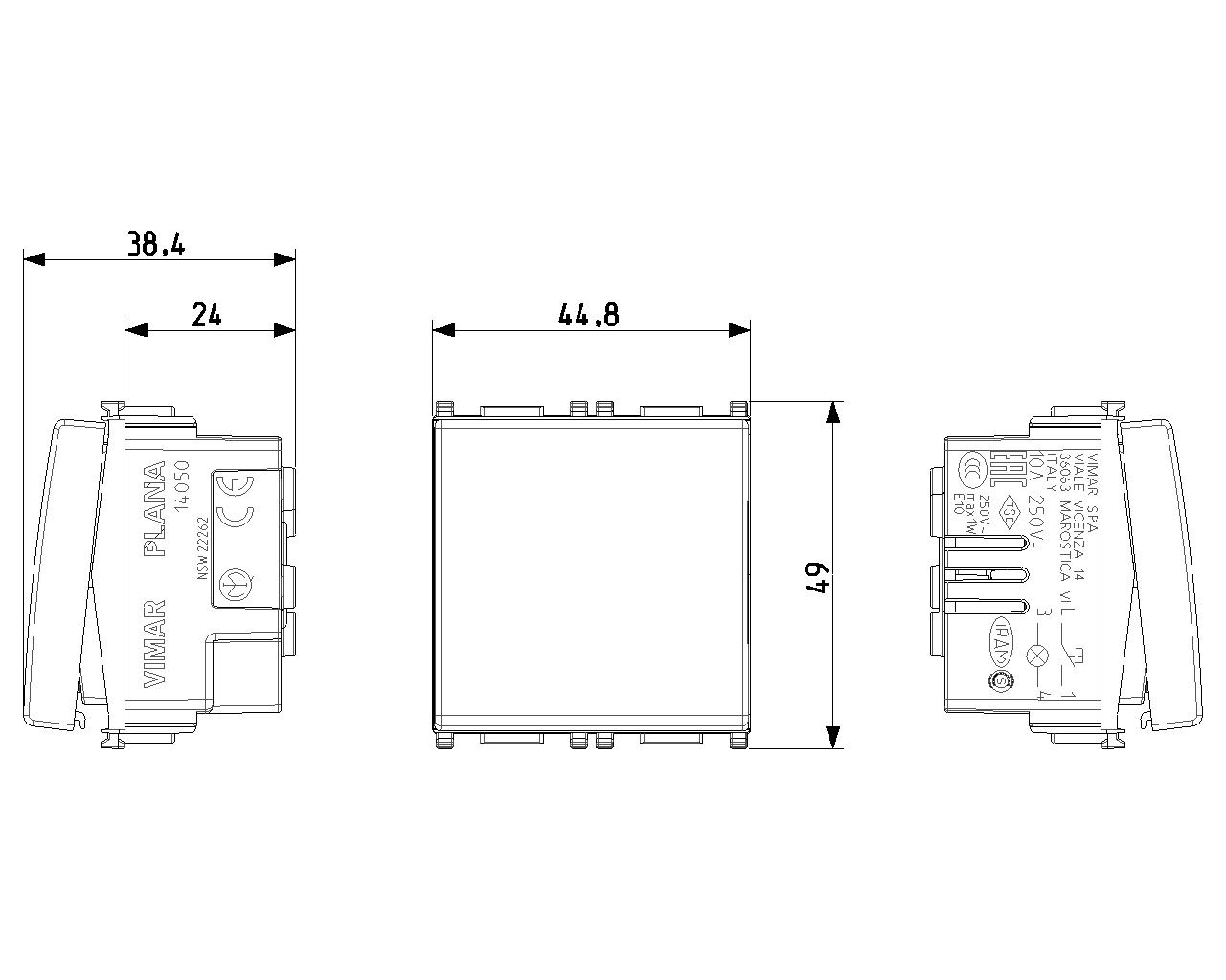 Pulsante targhetta 1P NO 10A 250V bianco Vimar Plana 14050