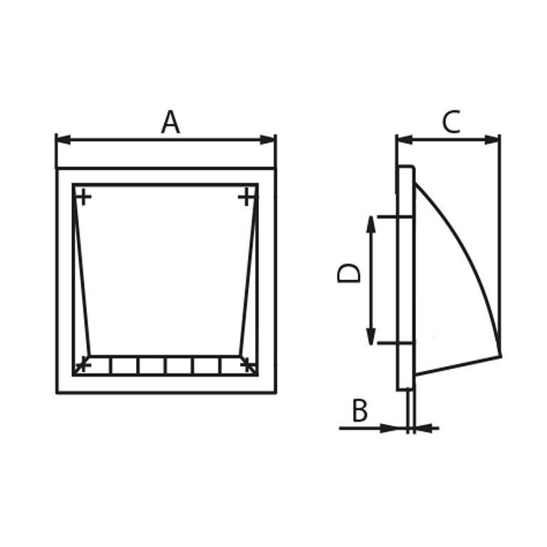 Griglia quadrata con protezione antivento ad incasso in plastica ABS bianca Tecnosystemi 11104070