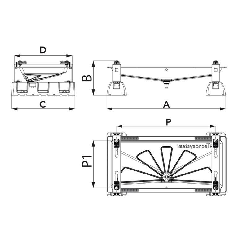 Supporto a pavimento Infinity con bacinella Tecnosystemi SCD500011