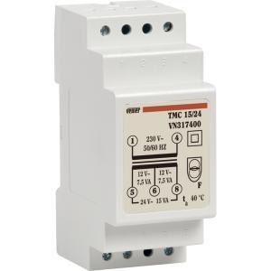 Tmc 15/24 trasformatore di sicurezza 15va per servizio continuo 230v/0-12-24vac  vn317400