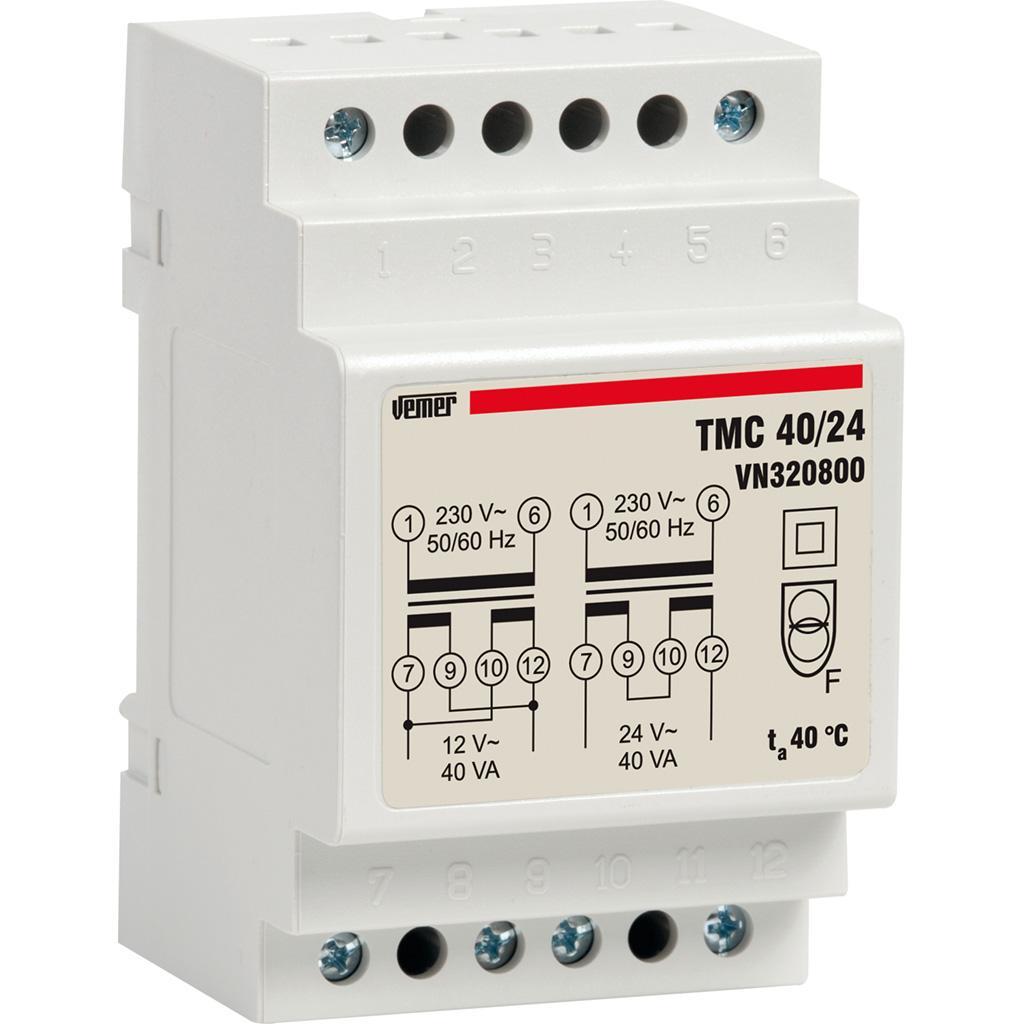 TMC 40/24 Trasformatore di sicurezza 40VA per servizio continuo 230V/12+12VAC Vemer VN320800