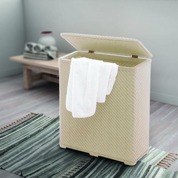 Portabiancheria bagno con coperchio 70 litri Beige Ambrogio Gedy 2038