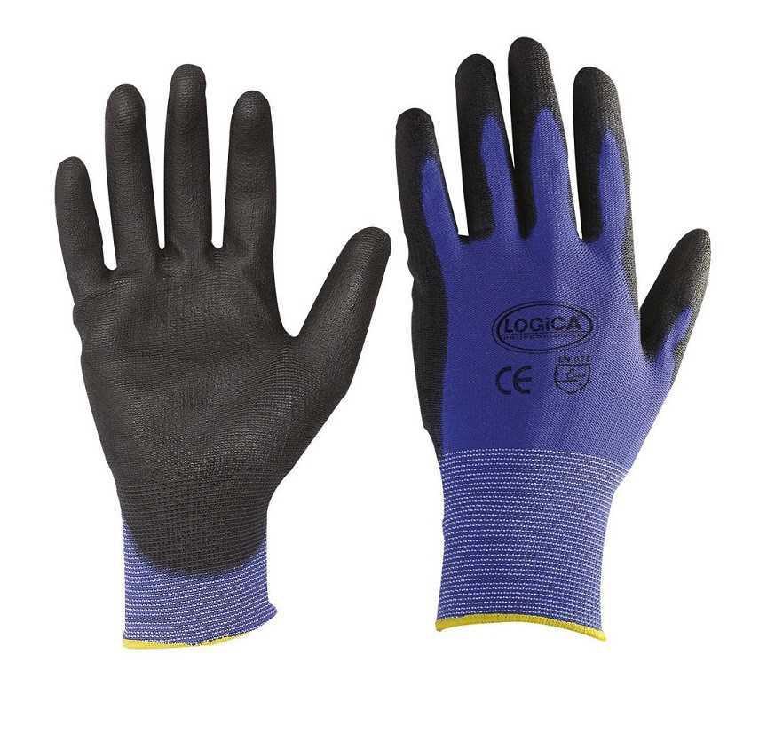 Guanti da lavoro Tg. 9 in nylon finezza blu e nero Logica TECNOLIGHT-09