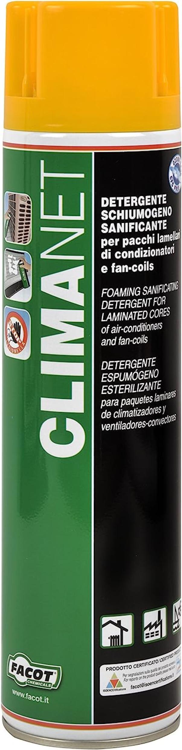 Climanet detergente schiumogeno sanificante spray per condizionatori e fan-coils 600 ml Facot CLINET0600