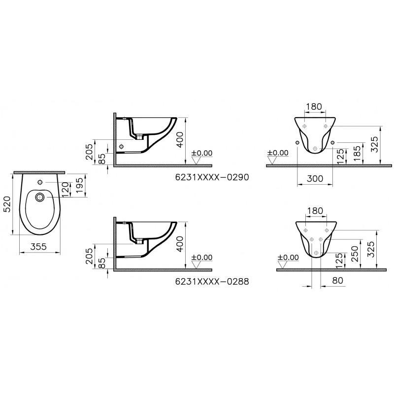 Bidet sospeso Normus 52 cm bianco Vitra 6231L003-0288