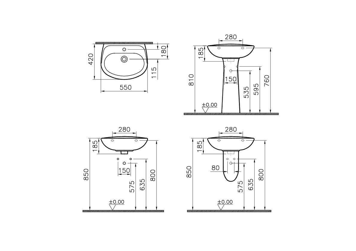 Lavabo sospeso 55 cm Normus Bianco Vitra 5087L003-0001