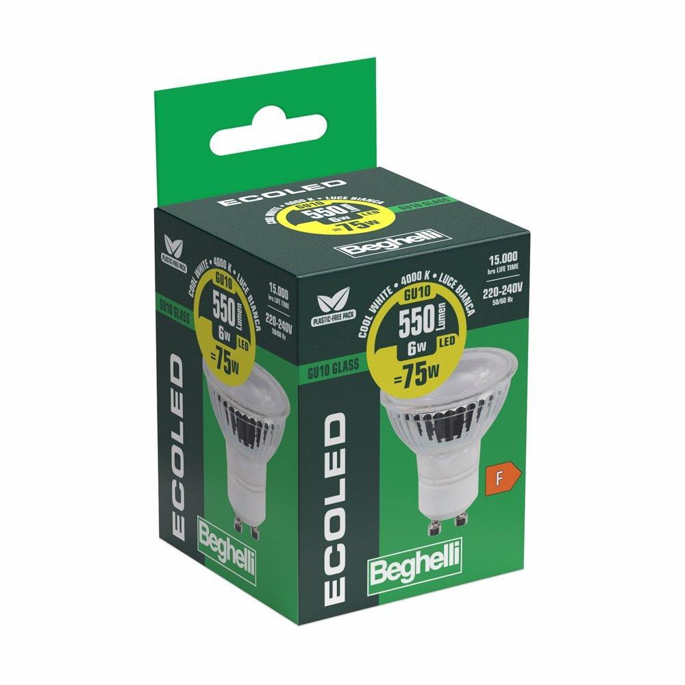 Lampadina LED GU10 6W 95u00b0 4000K Beghelli 56241