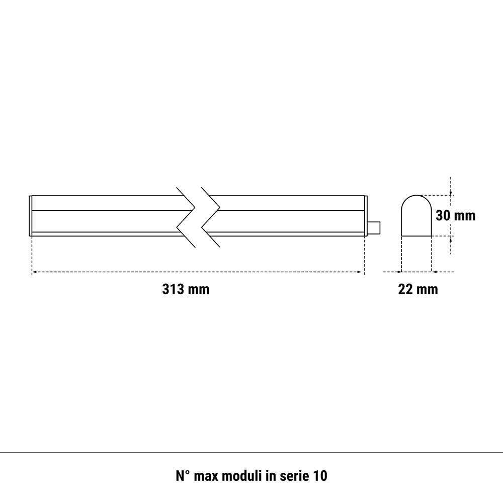 Lampada LED sottopensile con tonalitu00e0 luce variabile calda, bianca, fredda 4W 313MM Beghelli 74075