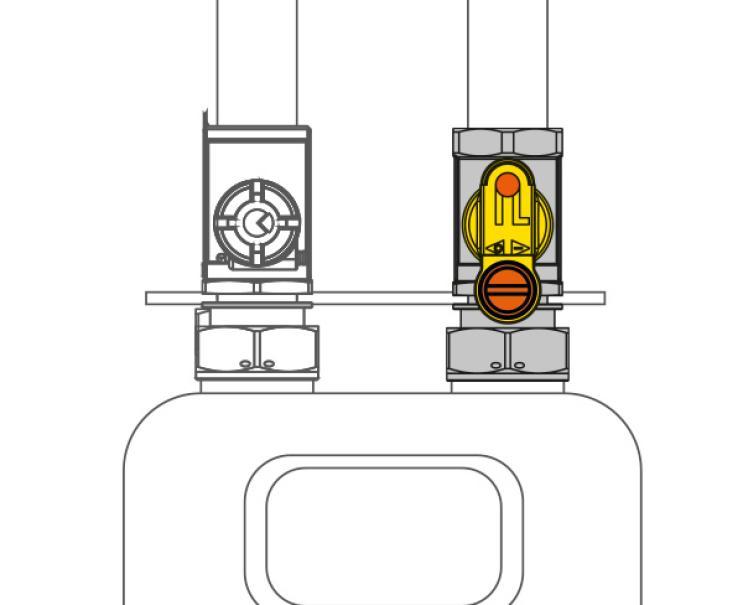 Valvola di intercettazione GAS punto arancio DN 25 DIR F1X1 BF G2 Teco G2430B0400