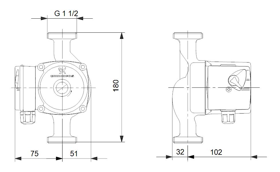 Circolatore UPS25-40 N 180 1x230V 50Hz 9H Grundfos 96913060