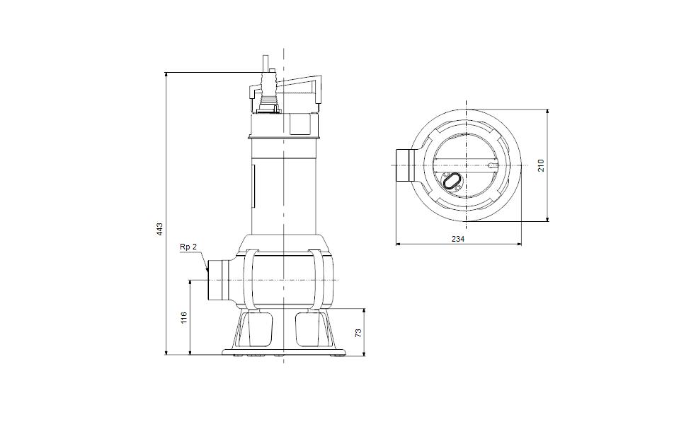 Pompa sommergibile per acque nere UNILIFT AP35B.50.06.1V 1x230V 10m SCH Grundfos 96004563